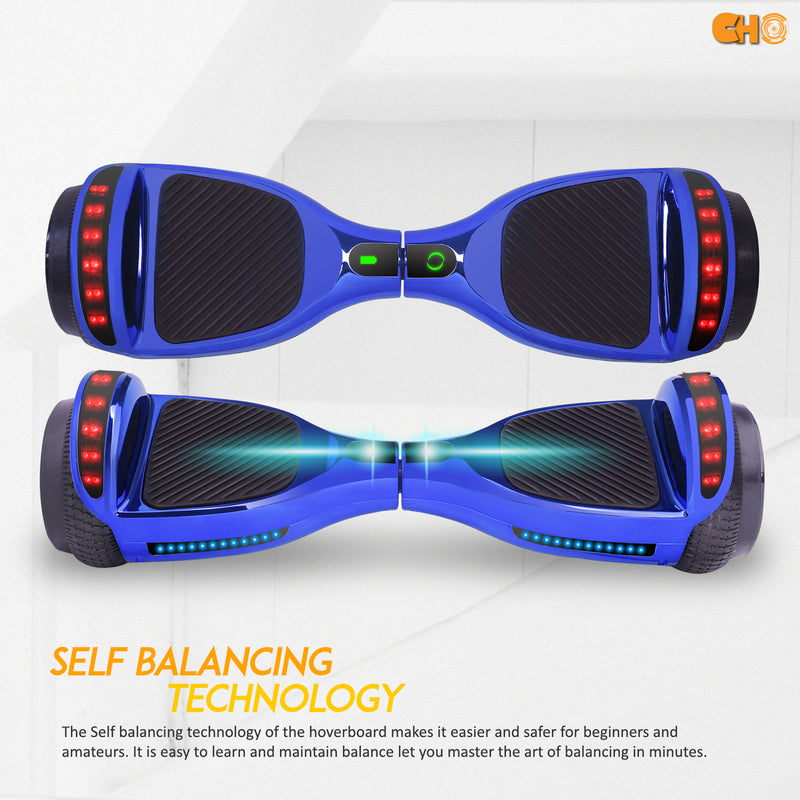 CHO 6.5" LED Infinity Mirror Lights Wheels Self-Balancing Hoverboard with Bluetooth Chrome Blue