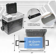 64 Quart (62 Liter) Portable Refrigerator Cooler & Freezer - CHO Sports