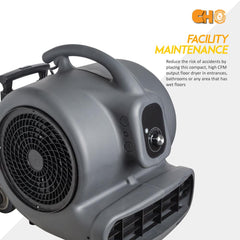 CHO Air Mover Durable Lightweight Carpet Dryer Utility Blower Floor Fan for Janitorial Cleaner Home Commercial Grey - CHO Sports