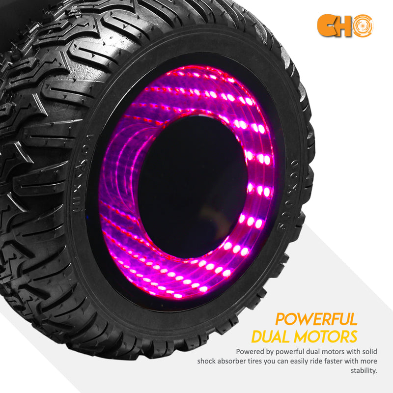 8.5" Off Road Infinity LED Wheels Bluetooth Speaker Hoverboard Self Balancing Racing Tire Black