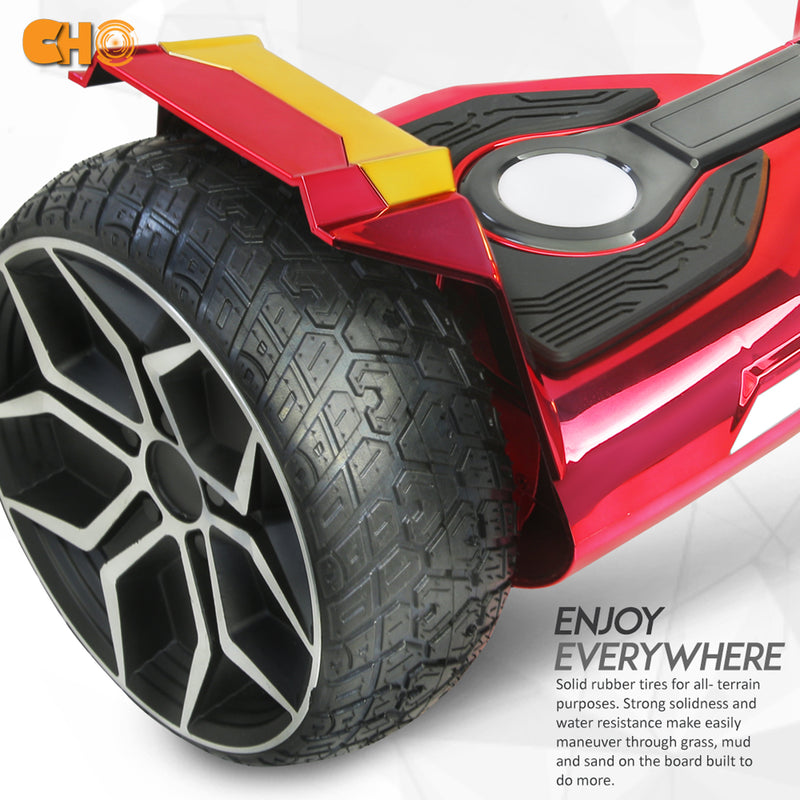 8.5" Off Road Iron Avenger Design Electric Off Road Hoverboard Smart Self Balancing Scooter For Kid Adult Chrome Red