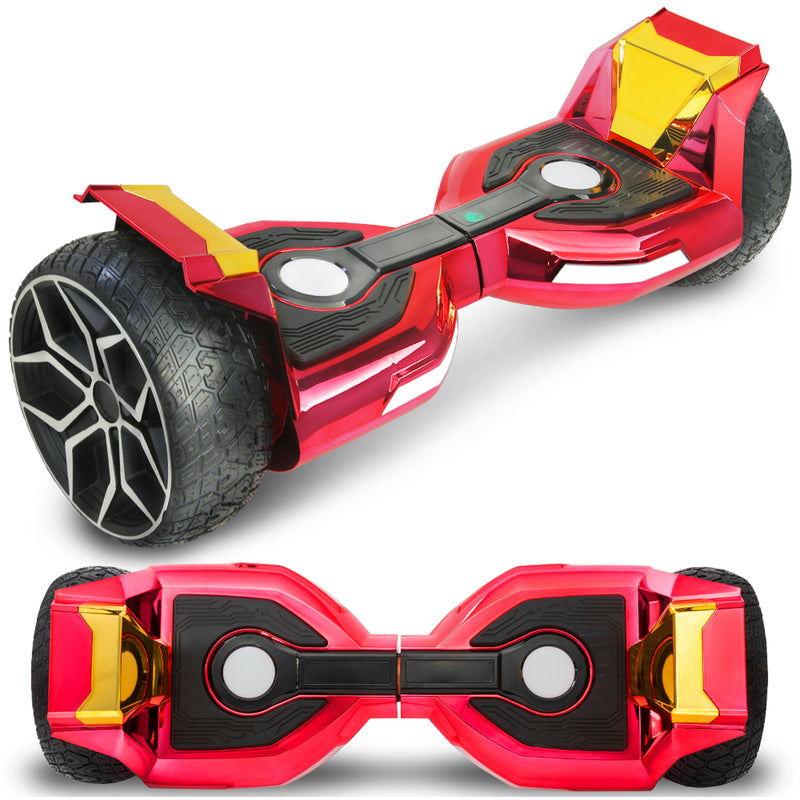 8.5" Off Road Iron Avenger Design Electric Off Road Hoverboard Smart Self Balancing Scooter For Kid Adult Chrome Red