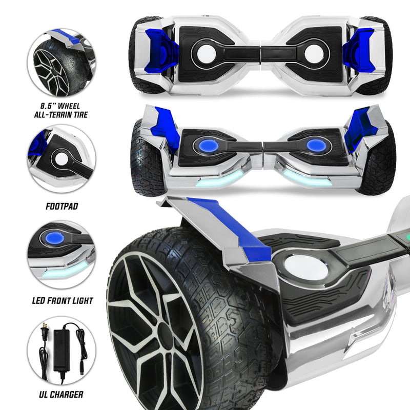 8.5" Off Road Iron Avenger Design Electric Off Road Hoverboard Smart Self Balancing Scooter For Kid Adult Silver