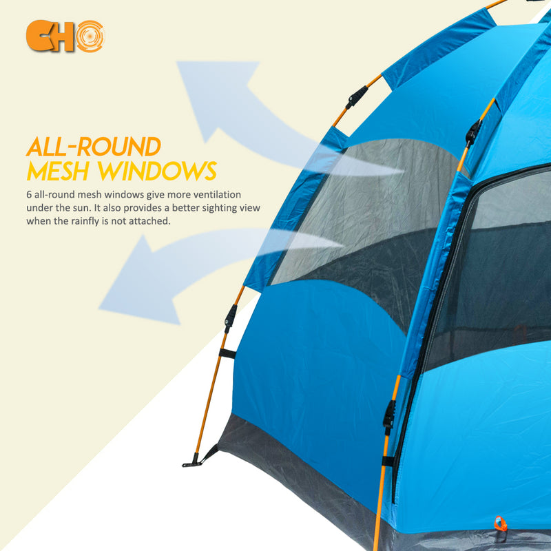 D.O.C 1 Min Setup 4 Person Pop Up Beach Tent Sun Shelter UV Protection for Camping Beach Blue