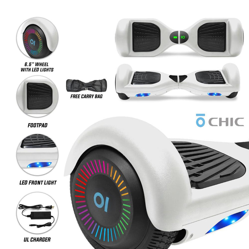 6.5" CHO Chrome Series Hoverboard Flat White - CHO Sports